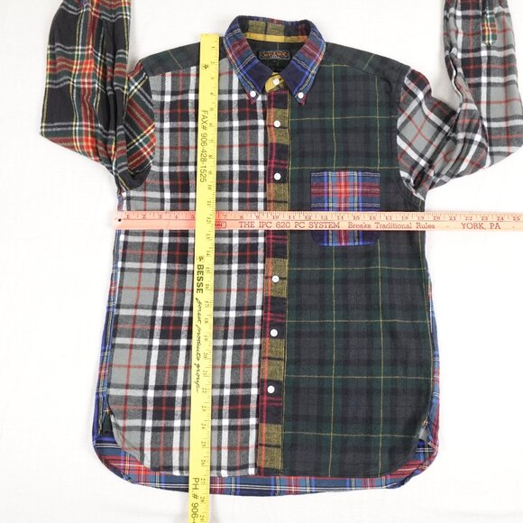 Beams Plus Japan Flannel Check Panel Shirt Men's Small - Medium Patchwork - Picture 11 of 11